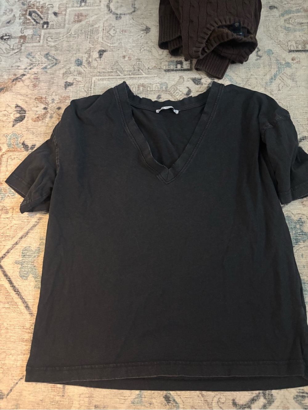 Zara Black V-Neck Short Sleeve Tee - Minimal Style